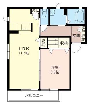 アイネHF(1LDK/1階)の間取り写真