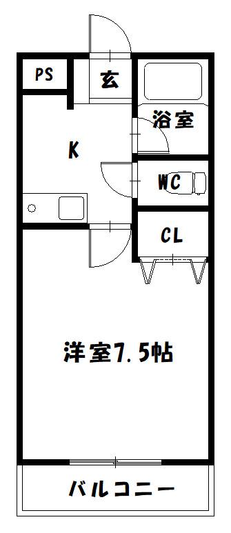 クリスタルハイツI(1K/1階)の間取り写真