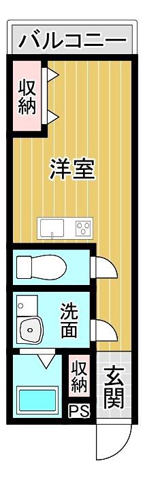 CHOU CHOU NAKAMIYA イースト(ワンルーム/1階)の間取り写真