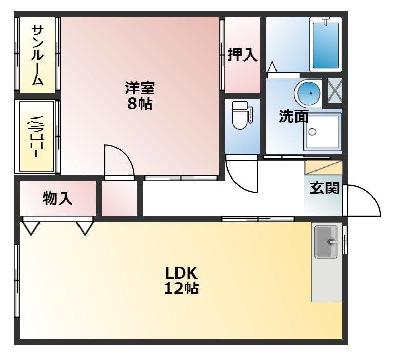 西武レインボープラザB(1LDK/2階)の間取り写真