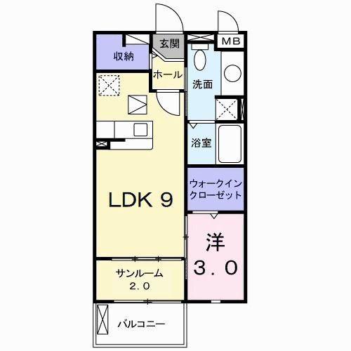 CLAIR N(1LDK/1階)の間取り写真