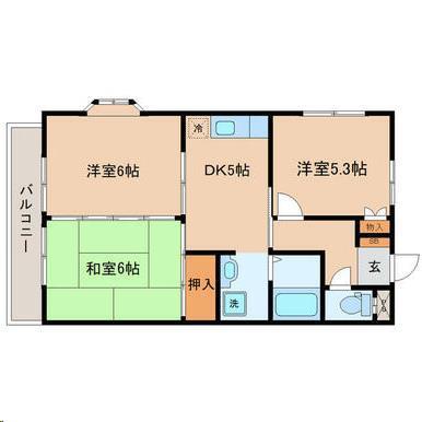 カーサ青山(3DK/2階)の間取り写真