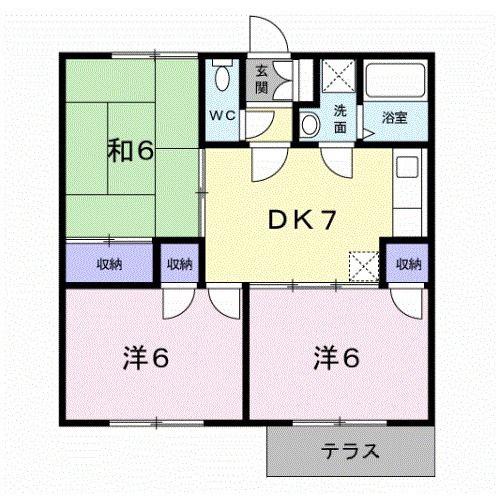 アップタウン2番館(3DK/1階)の間取り写真