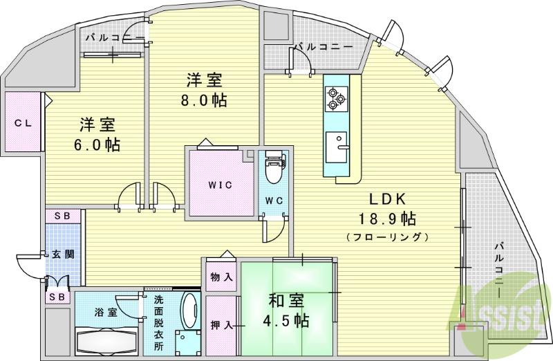 トリニティー北川口(3LDK/4階)の間取り写真