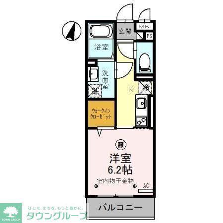 プレイヤード浦和(1K/2階)の間取り写真