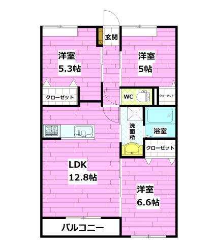 アデランテみくまり(3LDK/1階)の間取り写真