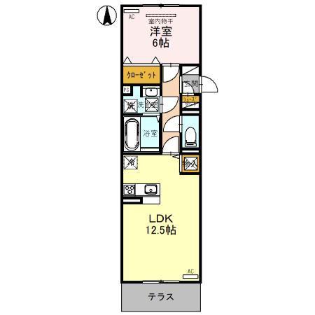 アレグリア バロール(1LDK/1階)の間取り写真