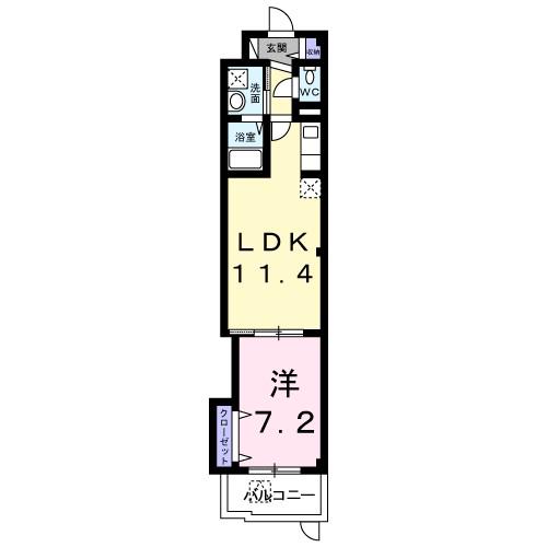 メゾン中田出井(1LDK/1階)の間取り写真