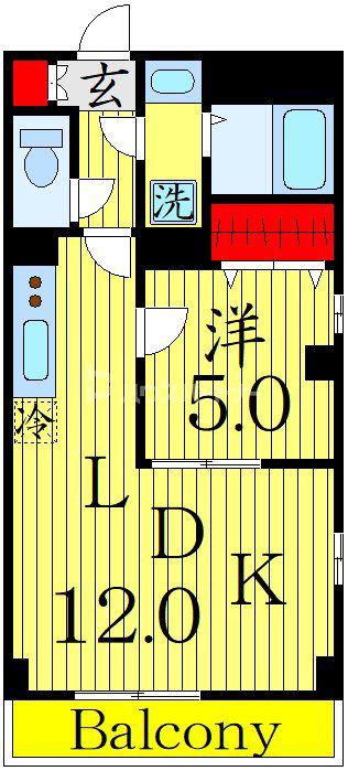 MSパラッゾ(1LDK/2階)の間取り写真