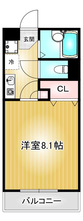 リバーサイドタカセ(1K/3階)の間取り写真