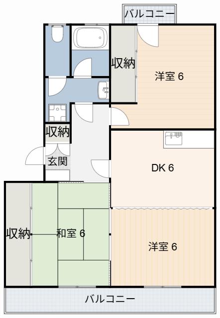アーバンハイム鍋田(3DK/2階)の間取り写真