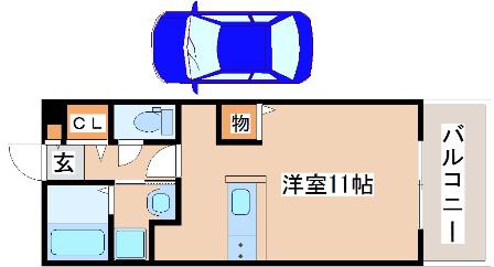コンフォート小山(ワンルーム/1階)の間取り写真