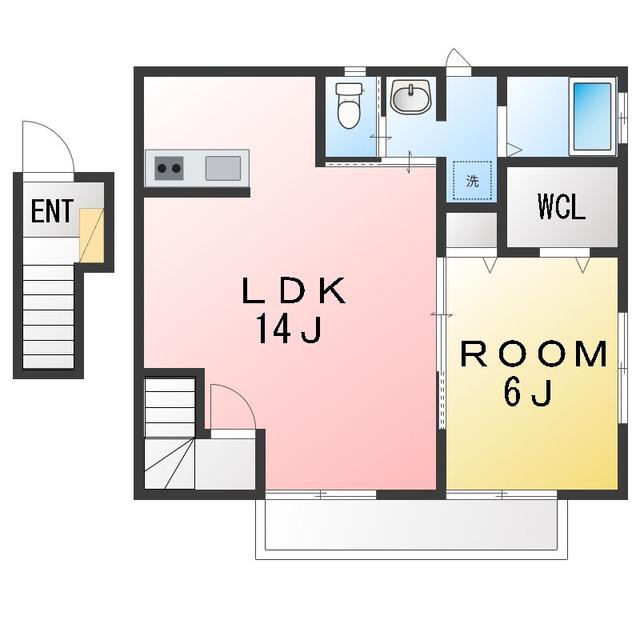 CREDOR(1LDK/2階)の間取り写真