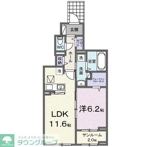 ネオ・ルピア(1LDK/1階)の間取り写真