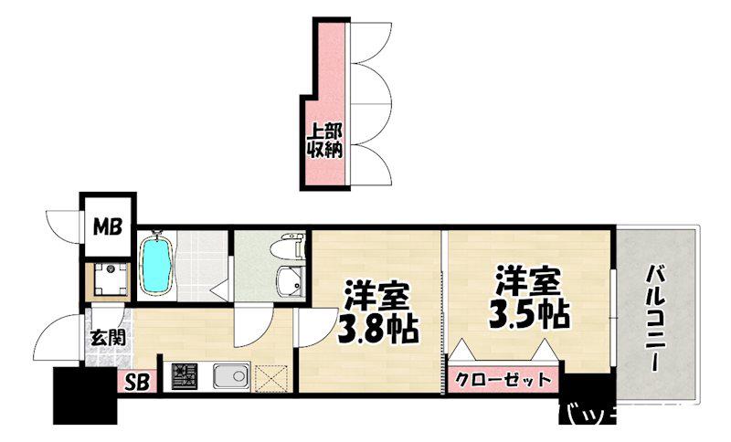 NO.67 BENEFIT 21 博多(2K/12階)の間取り写真