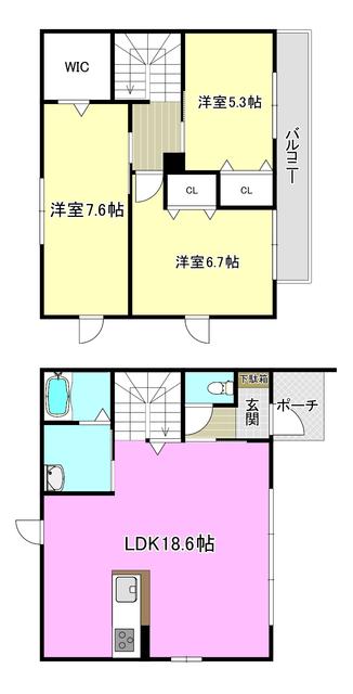 フォレストガーデンイースト(3LDK/2階)の間取り写真
