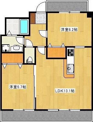 クロノス30新町II(2LDK/4階)の間取り写真