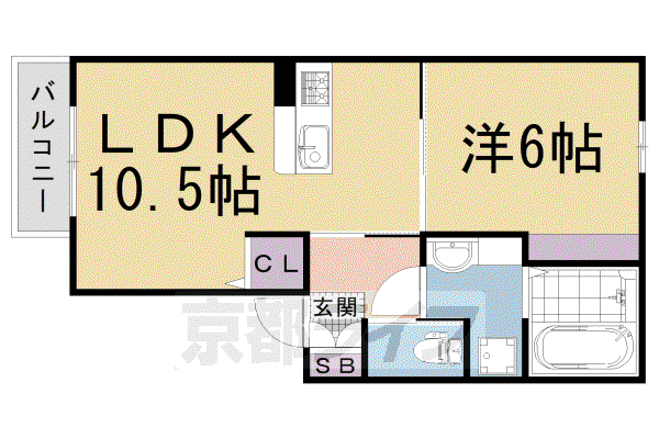 コンフォート西京極(1LDK/2階)の間取り写真