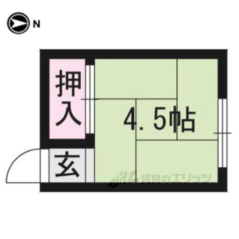 下鴨荘学生アパート(ワンルーム/2階)の間取り写真