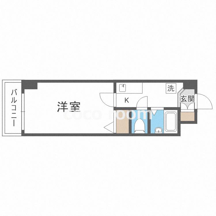 ∞中之島アンフィニ(1K/8階)の間取り写真