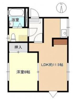 ぷちはうす(1LDK/2階)の間取り写真