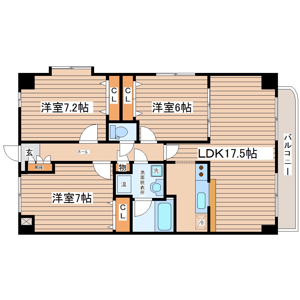ラ・トゥール(3LDK/5階)の間取り写真