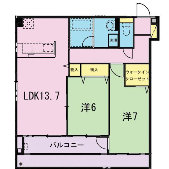 フロイデ堂林(2LDK/2階)の間取り写真