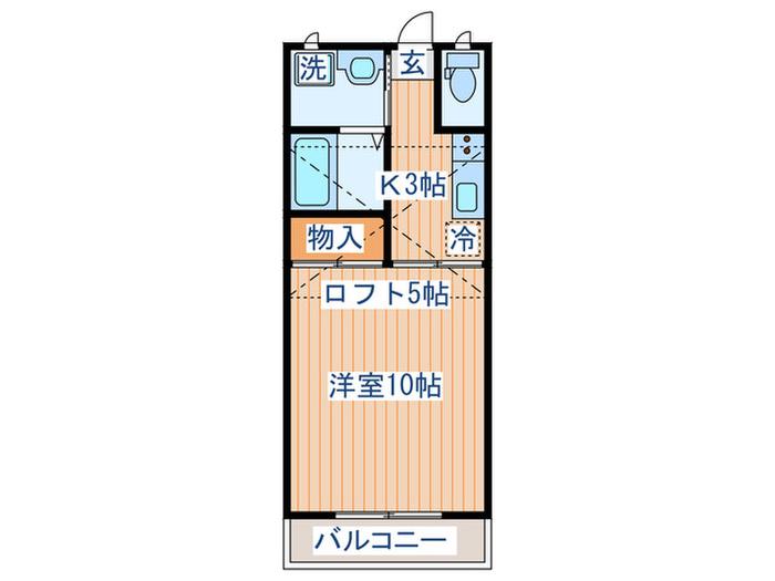 RAINBOW HILL ONE(1K/2階)の間取り写真