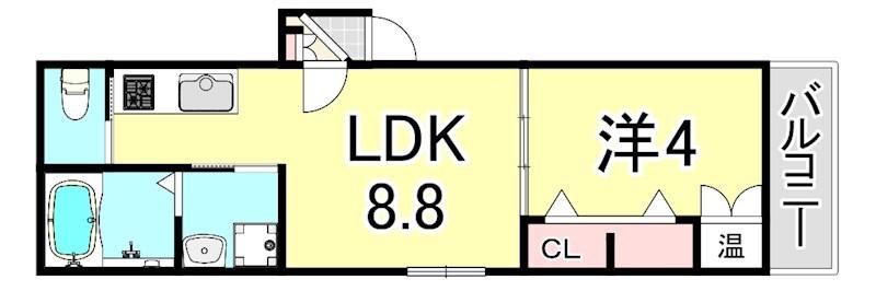 F ASECIA 尼崎(1LDK/1階)の間取り写真
