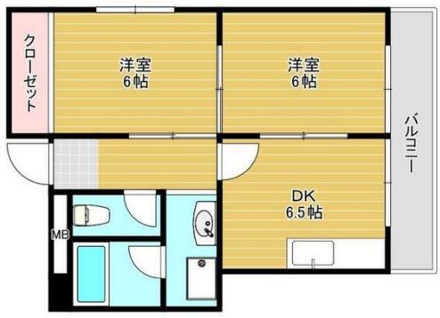サニービルディング(2DK/2階)の間取り写真