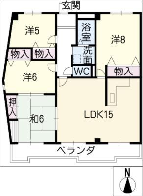 パティーナ社台(4LDK/4階)の間取り写真