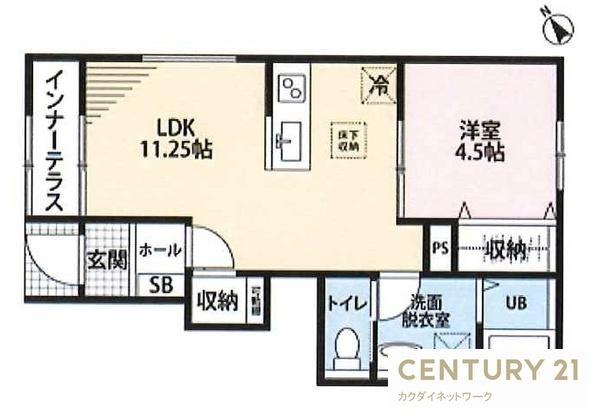 リーブルファイン久喜青葉(1LDK/1階)の間取り写真