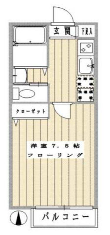エスポワール岩渕(1K/2階)の間取り写真