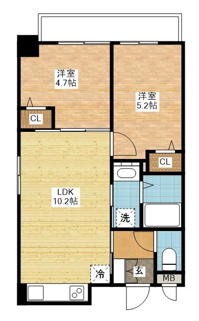 サムティ諏訪神社前(2LDK/3階)の間取り写真