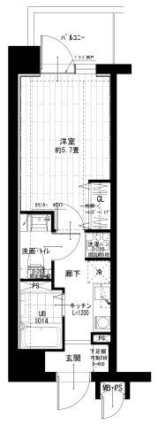 日神パレステージ伊勢佐木南(1K/8階)の間取り写真