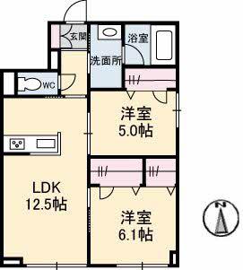 クラリティN(2LDK/1階)の間取り写真