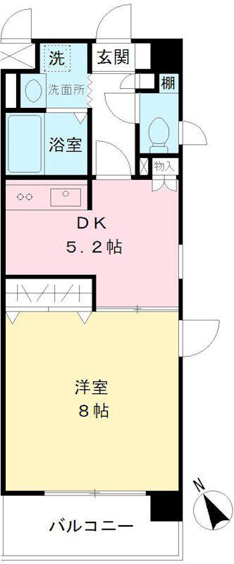 ベンティチェリ(1DK/4階)の間取り写真