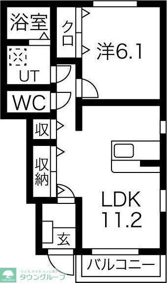 モダン・ビアンキI(1LDK/1階)の間取り写真