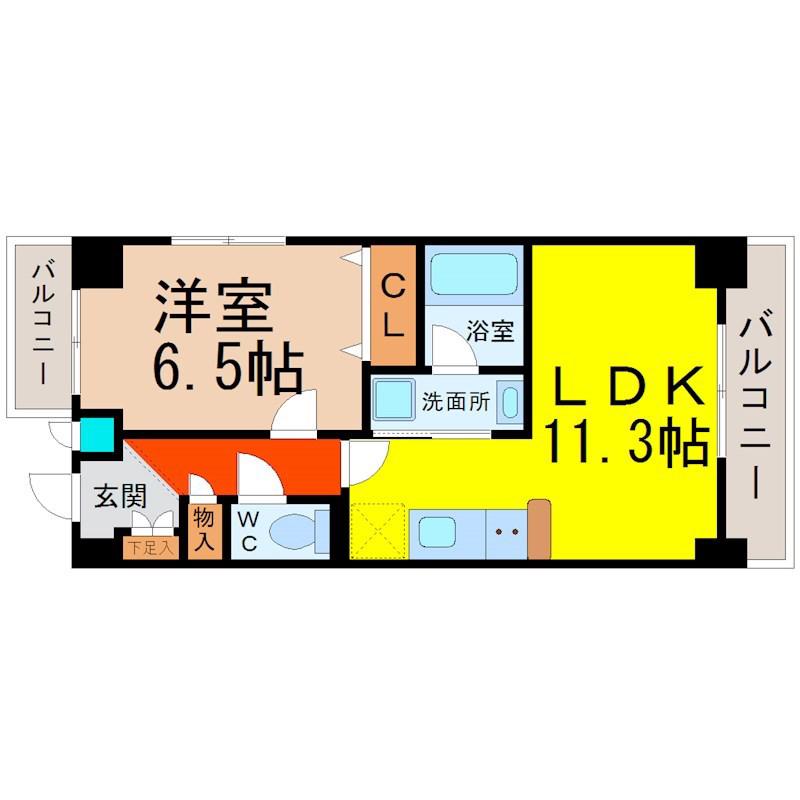 ST PLAZA イースト(1LDK/4階)の間取り写真