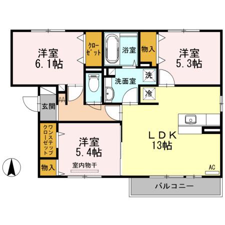 イーストピア手城(3LDK/2階)の間取り写真