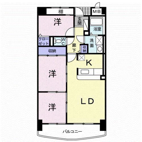 ポルトーネ(3LDK/5階)の間取り写真