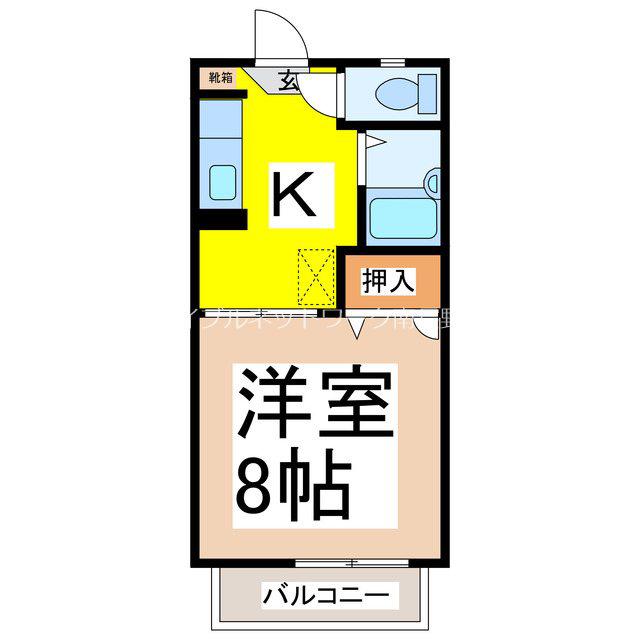 パルテノン幸(1K/2階)の間取り写真