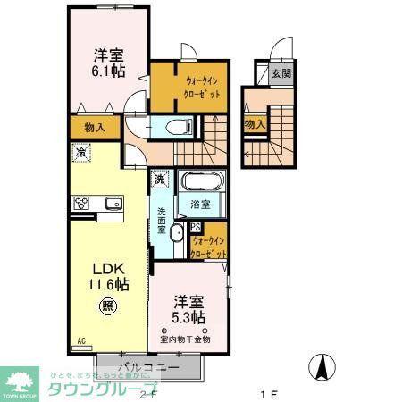 ハーモニーテラス(2LDK/2階)の間取り写真