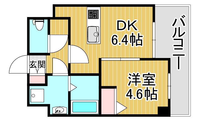フォーリアライズ大阪ウエストベイ(1DK/5階)の間取り写真