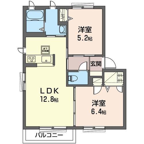 アズールコート(2LDK/1階)の間取り写真