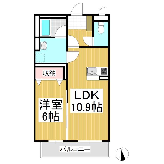 ディアコート中央(1LDK/3階)の間取り写真