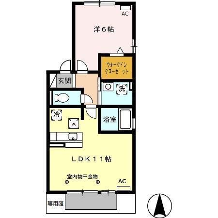 ピーノ・アーレC(1LDK/1階)の間取り写真
