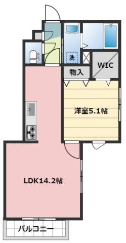 RASSURER HATAGO(1LDK/2階)の間取り写真