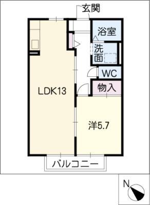 コートアゼリア(1LDK/2階)の間取り写真