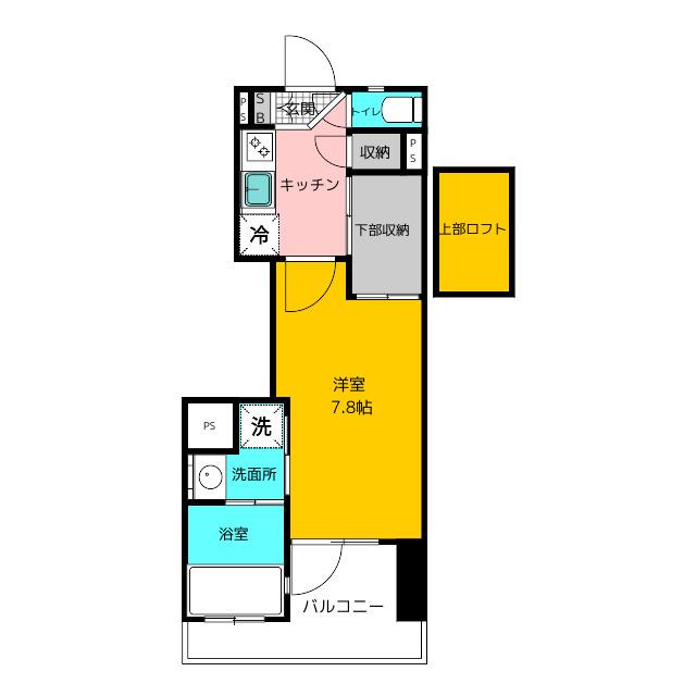 アクタス博多Vタワー 1番館(1K/7階)の間取り写真